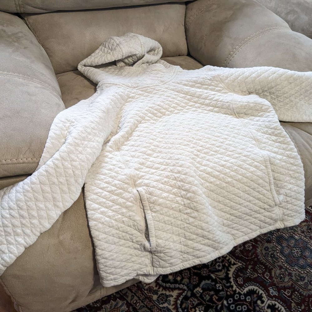 Duluth Trading Co Cream Quilted Hooded Sweatshirt XL